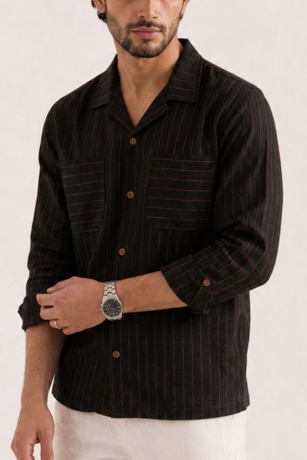 The Midnight Crimson Stripe Khadi Shirt