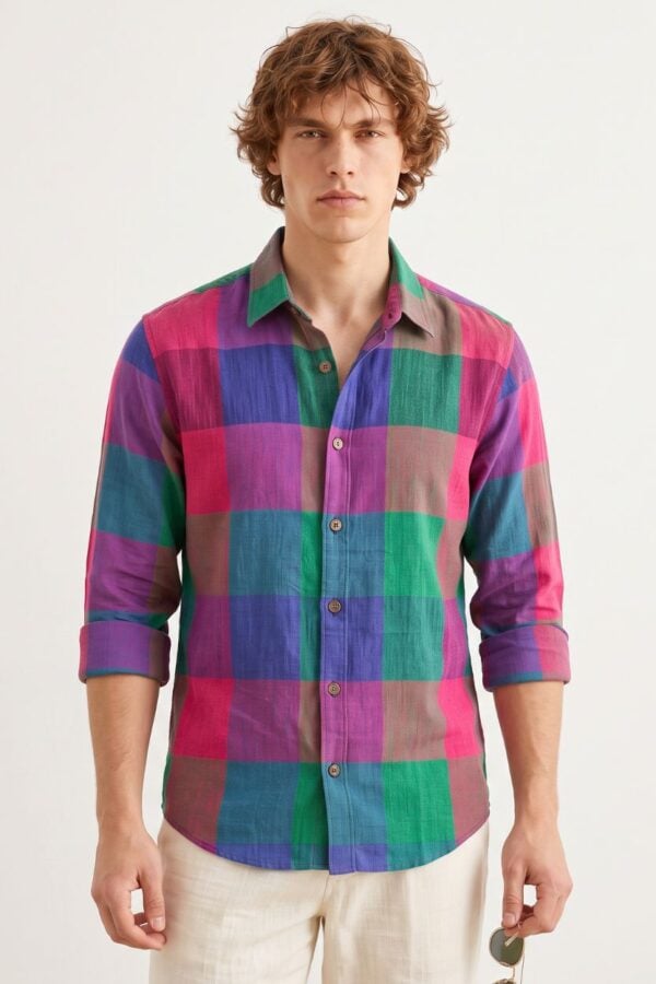 The Jewel Tone Block Check Khadi Shirt