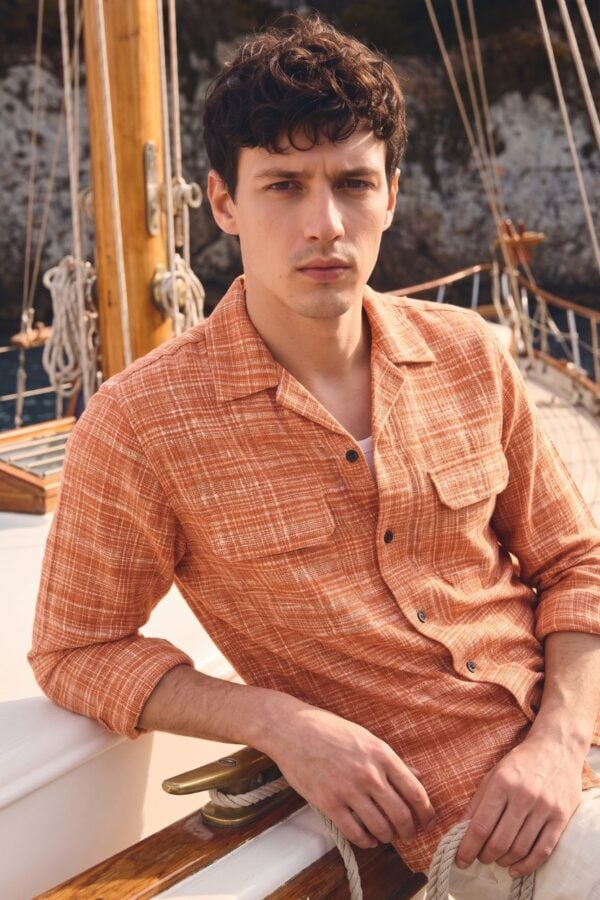 The Orange Crosshatch Handloom Cotton Shirt