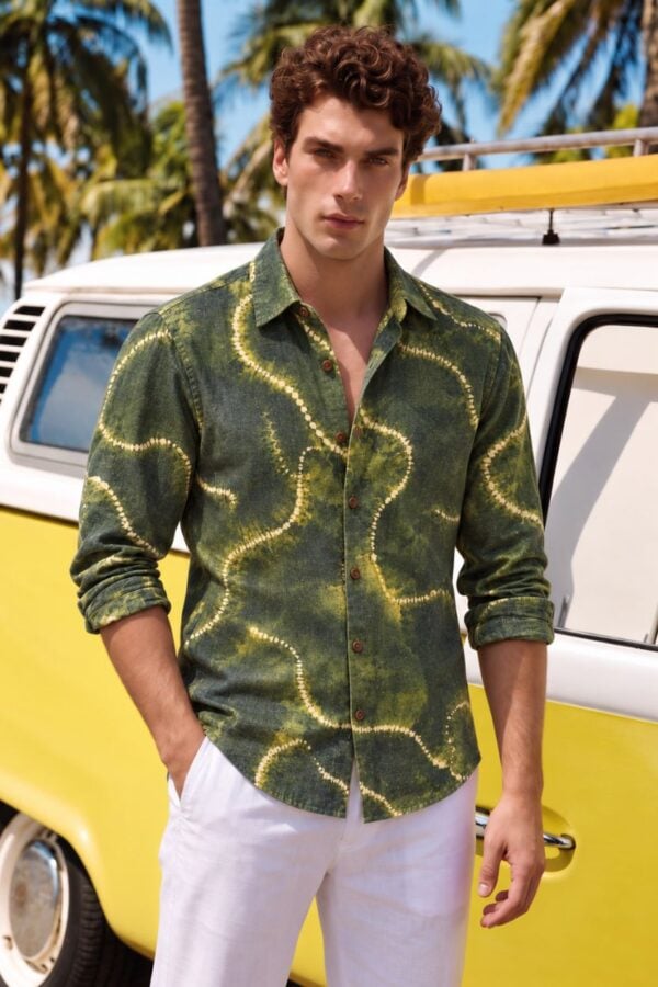 The Forest Meander Print Cotton Shirt