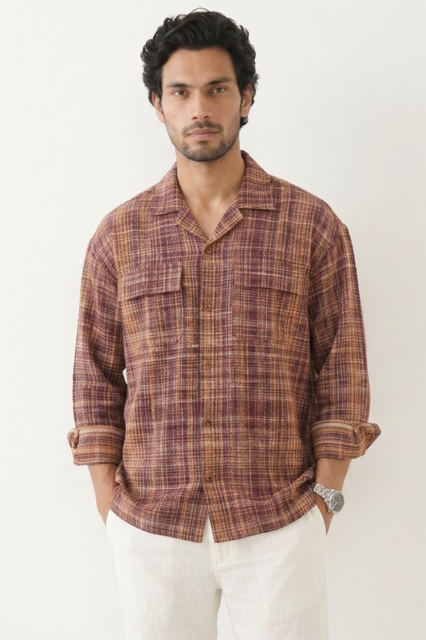 The Rustic Maroon Crosshatch Shirt