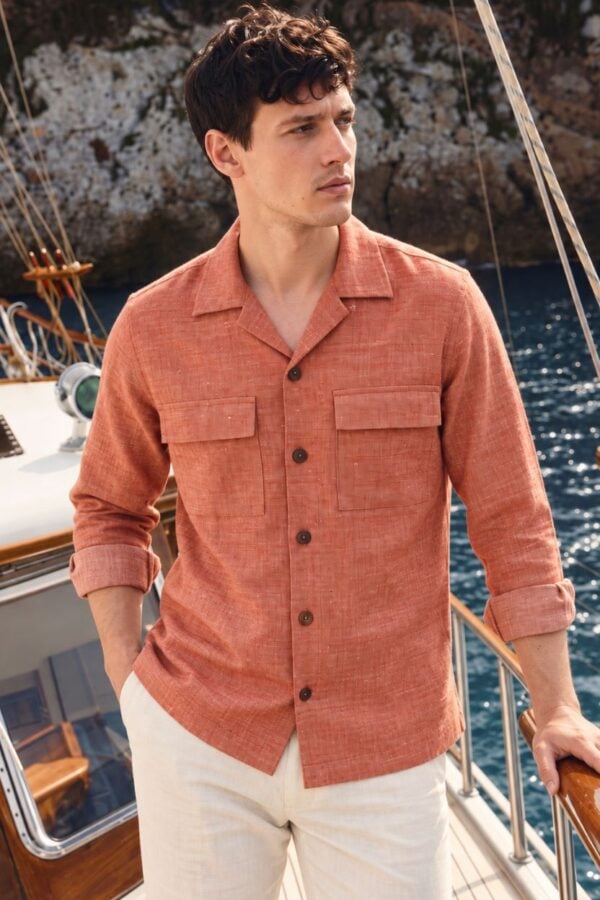The Coral Peach Cotton Shirt