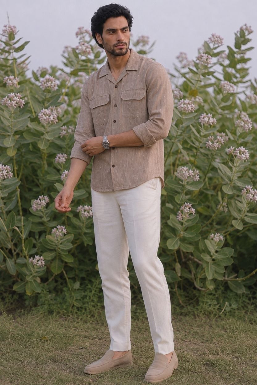 The Tan Pinstripe Handloom Shirt - Image 4