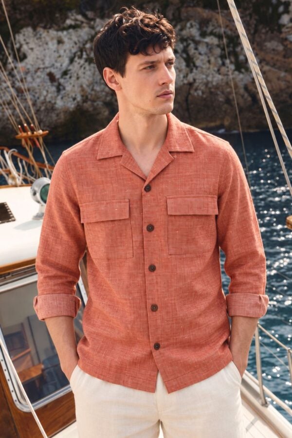 The Coral Peach Cotton Shirt