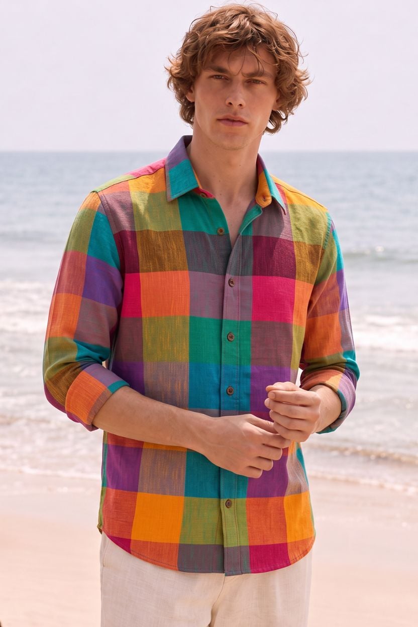 The Carnival Block Check Cotton Shirt - Image 2