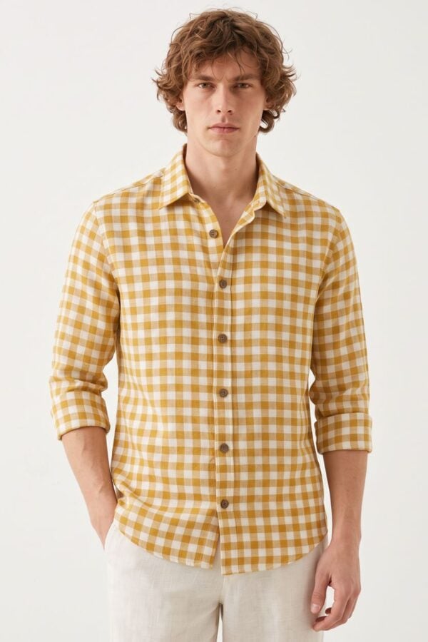 The Harvest Mustard Gingham Cotton Shirt