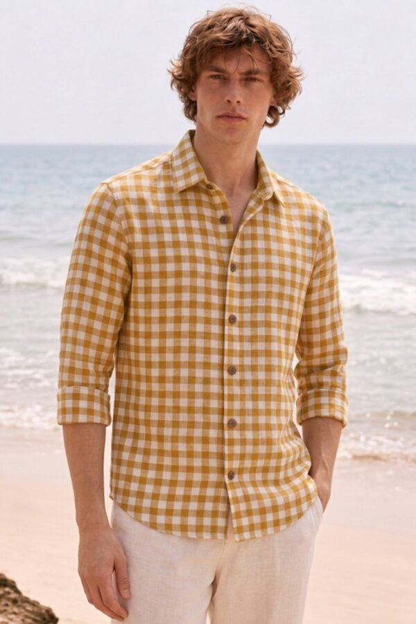 The Harvest Mustard Gingham Cotton Shirt