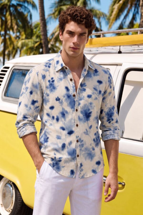 The Indigo Bloom Print Cotton Shirt