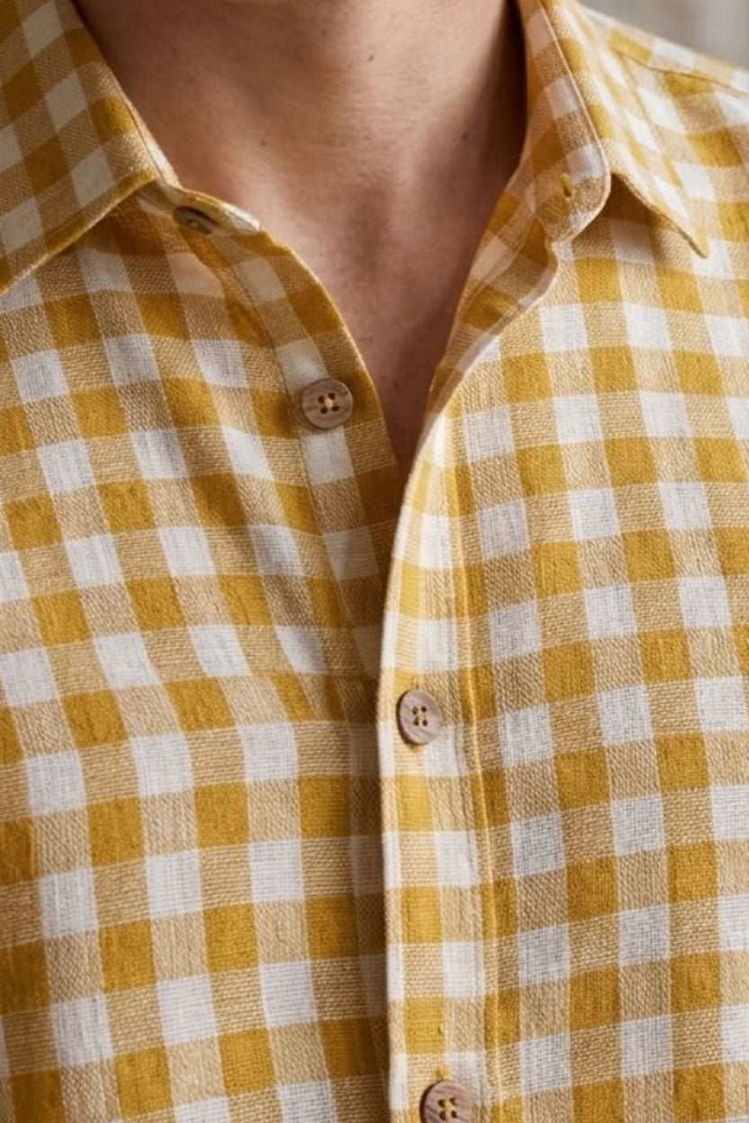 The Harvest Mustard Gingham Cotton Shirt - Image 5