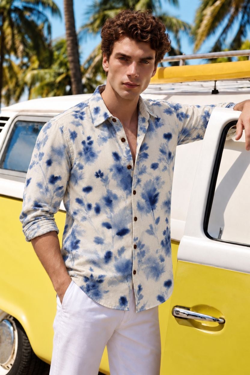 The Indigo Bloom Print Cotton Shirt
