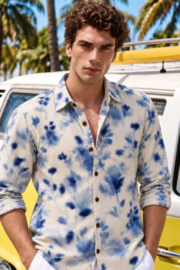 The Indigo Bloom Print Cotton Shirt