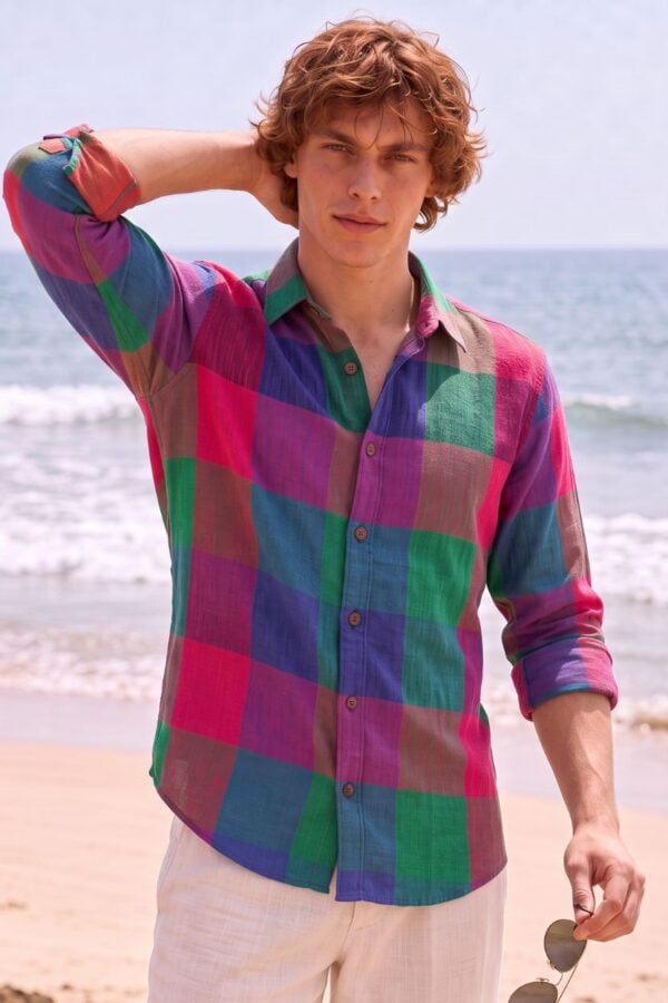 The Jewel Tone Block Check Khadi Shirt