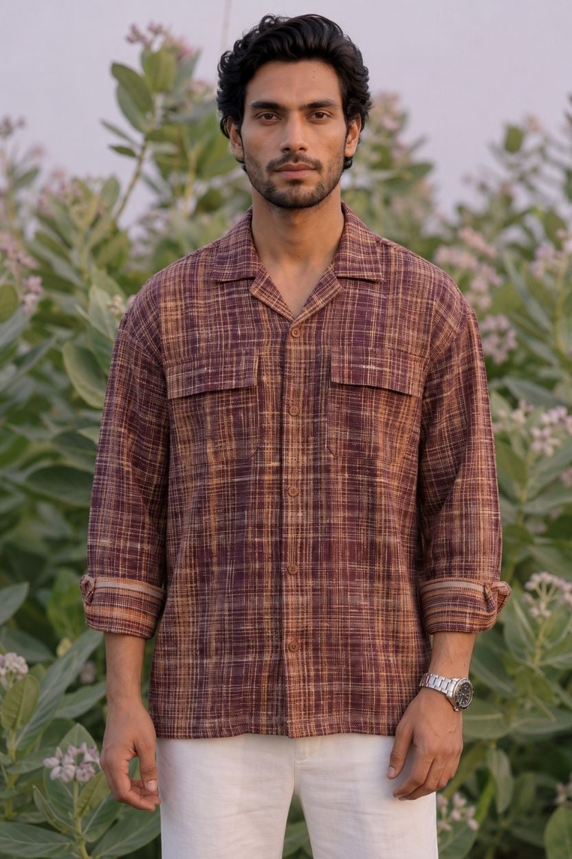 The Rustic Maroon Crosshatch Shirt - Image 2