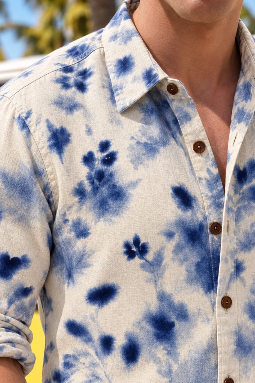 The Indigo Bloom Print Cotton Shirt - Image 2