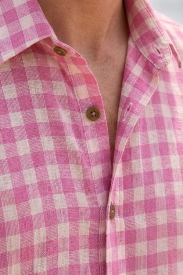The Blossom Pink Gingham Khadi Shirt
