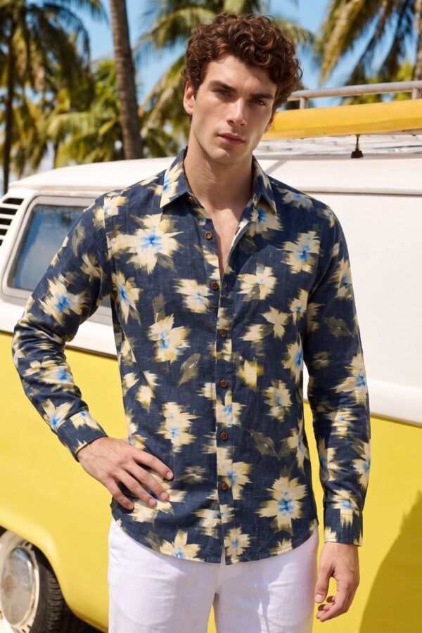 The Midnight Abstract Flora Cotton Shirt