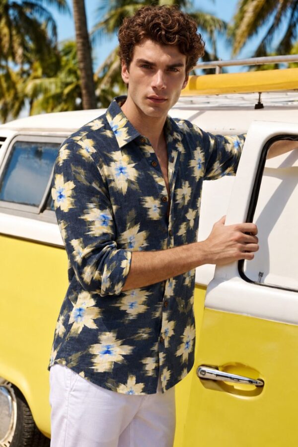 The Midnight Abstract Flora Cotton Shirt
