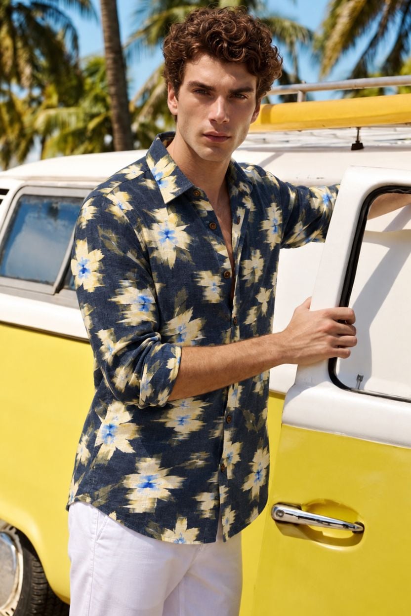 The Midnight Abstract Flora Cotton Shirt - Image 3