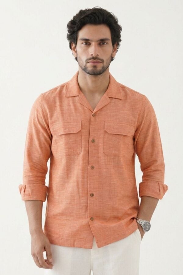 The Coral Peach Cotton Shirt