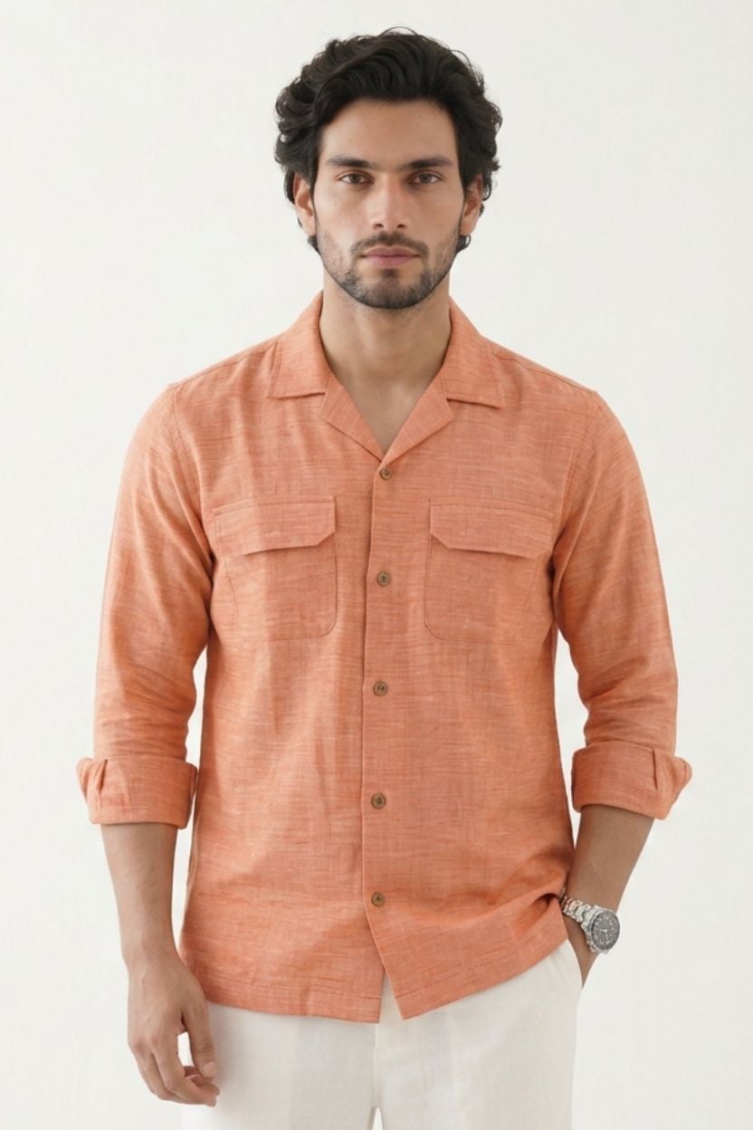The Coral Peach Cotton Shirt