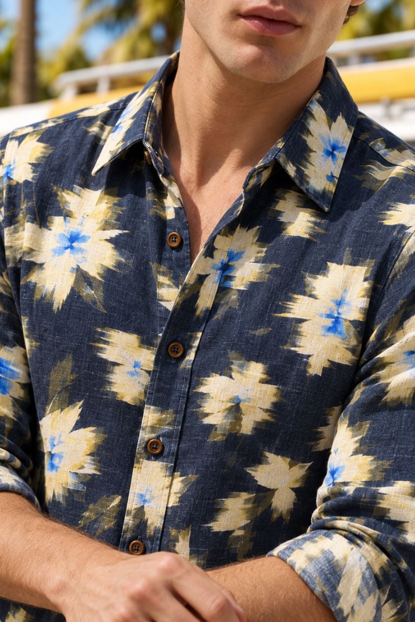 The Midnight Abstract Flora Cotton Shirt - Image 5