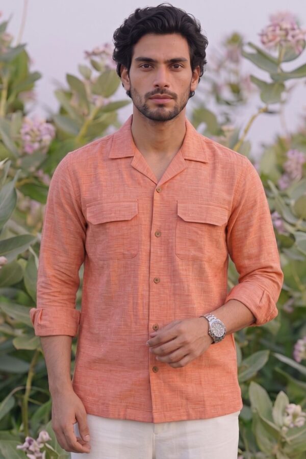 The Coral Peach Cotton Shirt