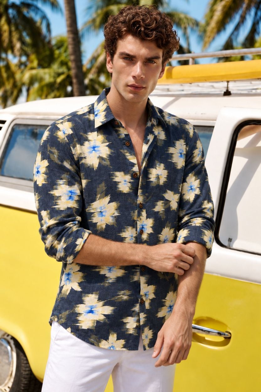 The Midnight Abstract Flora Cotton Shirt