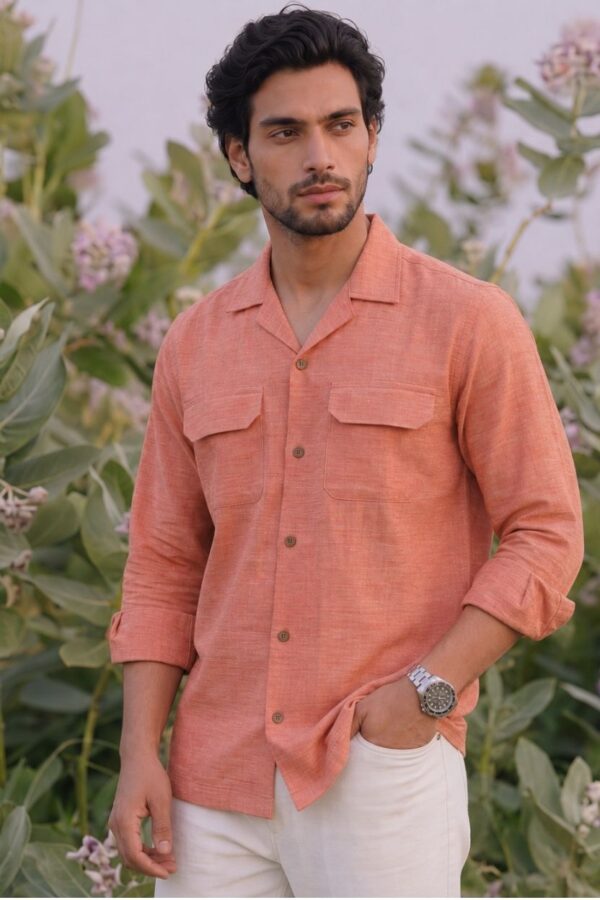 The Coral Peach Cotton Shirt