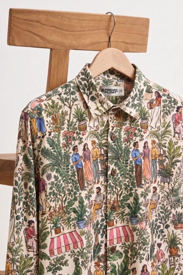 The Botanical Courtyard Print Cotton Shirt
