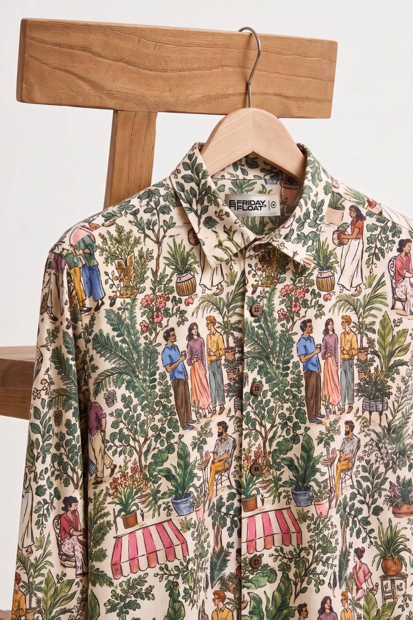 The Botanical Courtyard Print Cotton Shirt