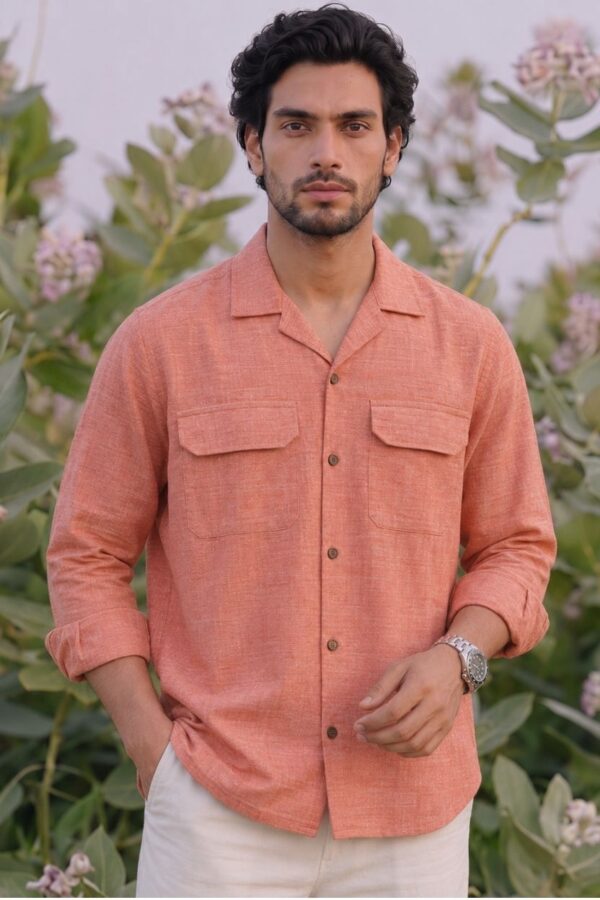 The Coral Peach Cotton Shirt
