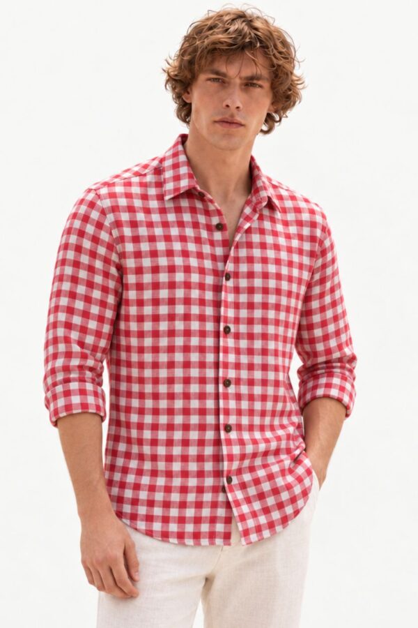 The Crimson Gingham Khadi Shirt