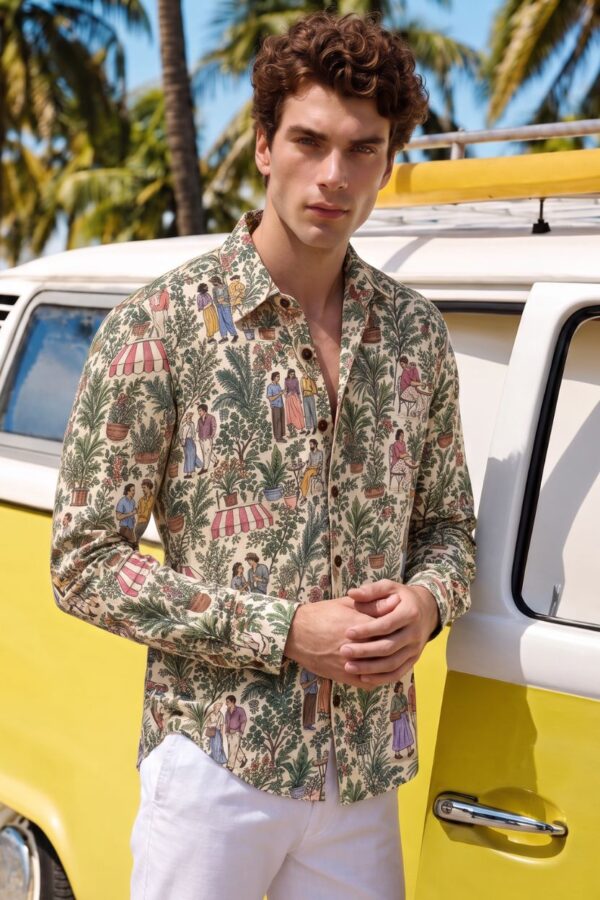 The Botanical Courtyard Print Cotton Shirt