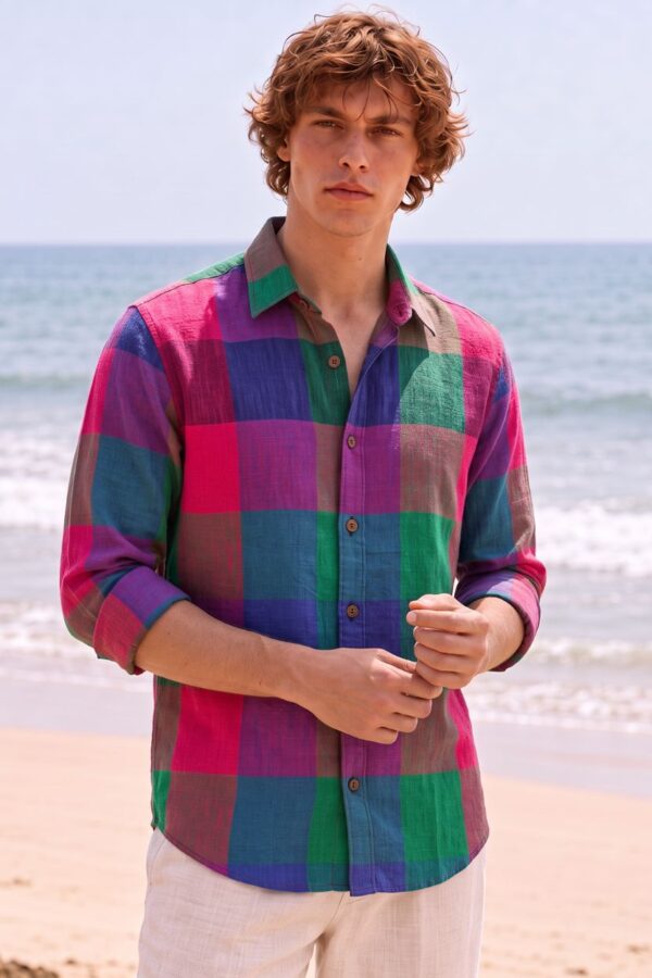The Jewel Tone Block Check Khadi Shirt