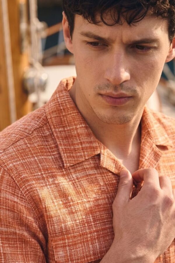 The Orange Crosshatch Handloom Cotton Shirt