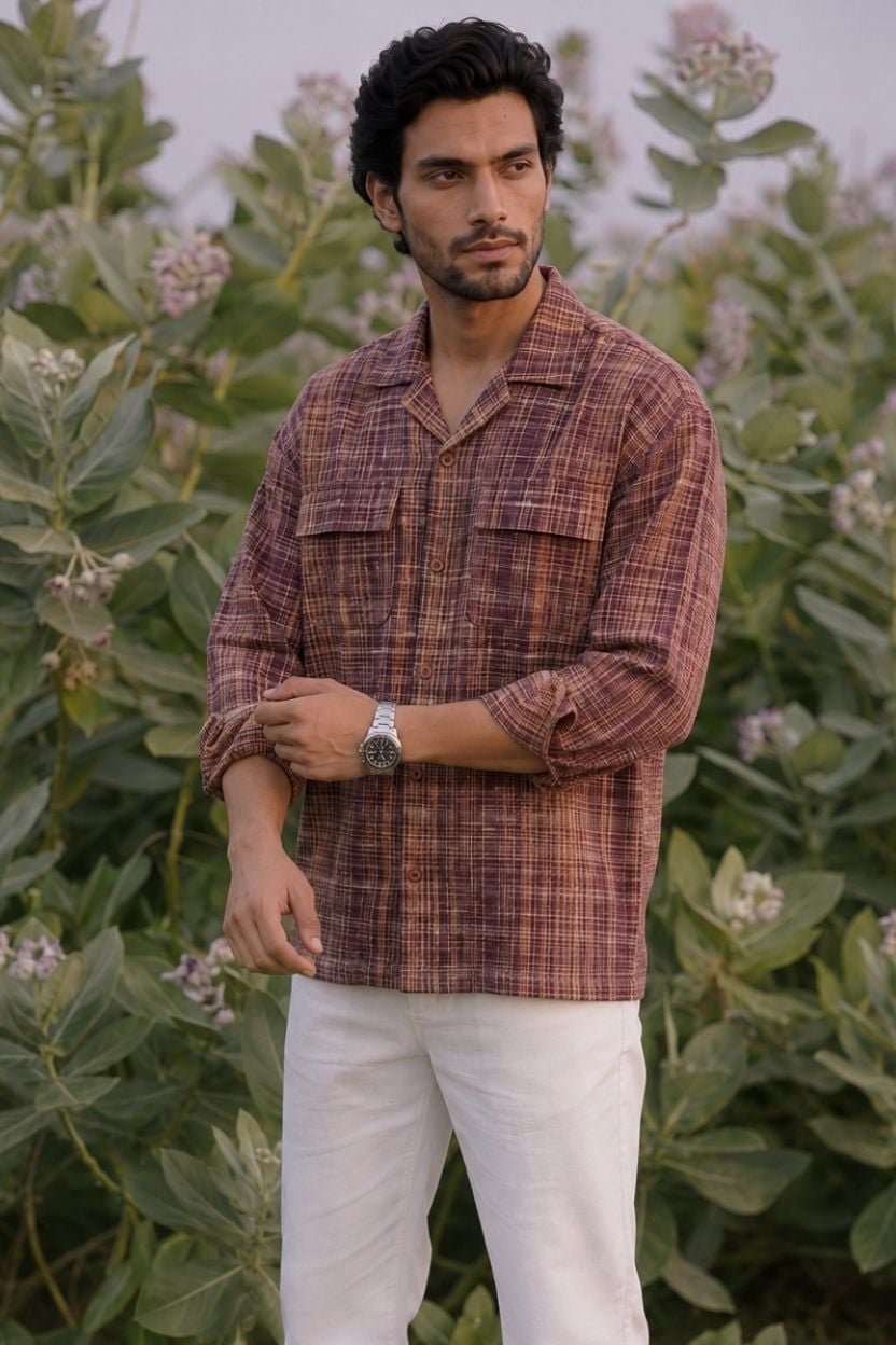 The Rustic Maroon Crosshatch Shirt - Image 3