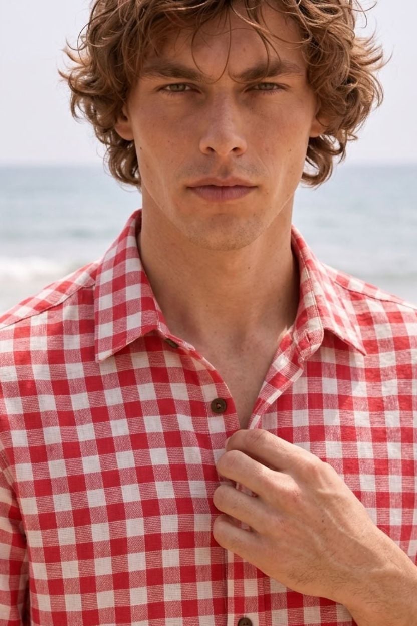 The Crimson Gingham Khadi Shirt - Image 2