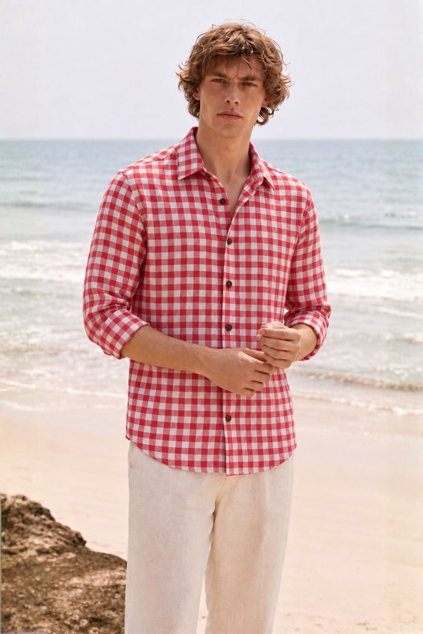 The Crimson Gingham Khadi Shirt