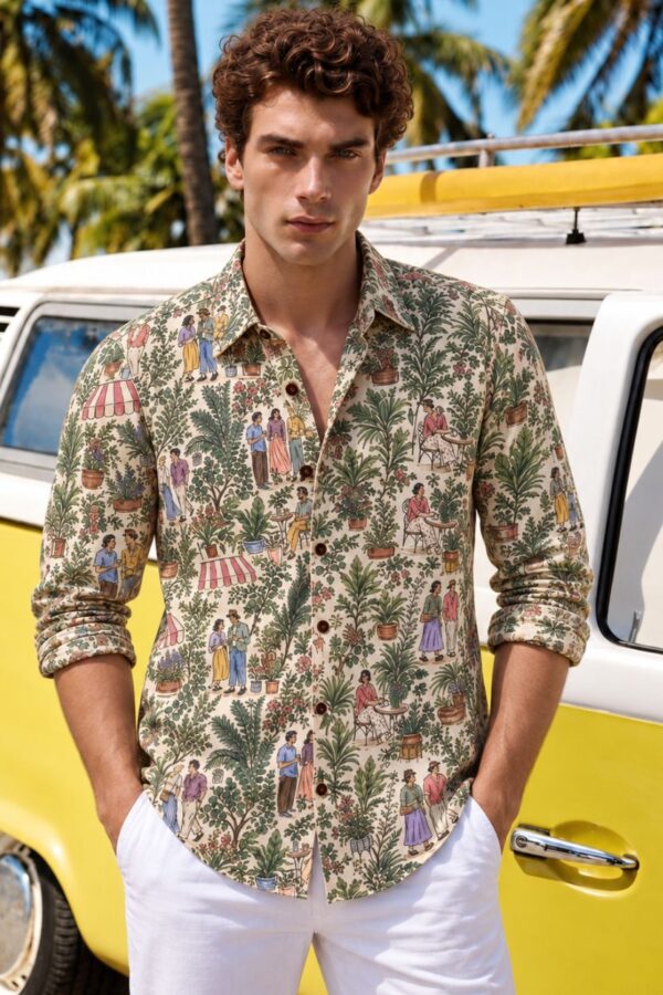 The Botanical Courtyard Print Cotton Shirt
