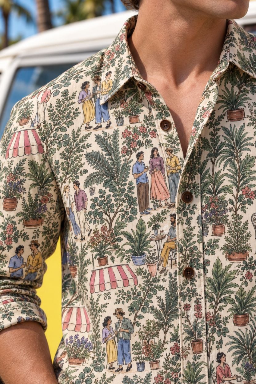 The Botanical Courtyard Print Cotton Shirt - Image 5