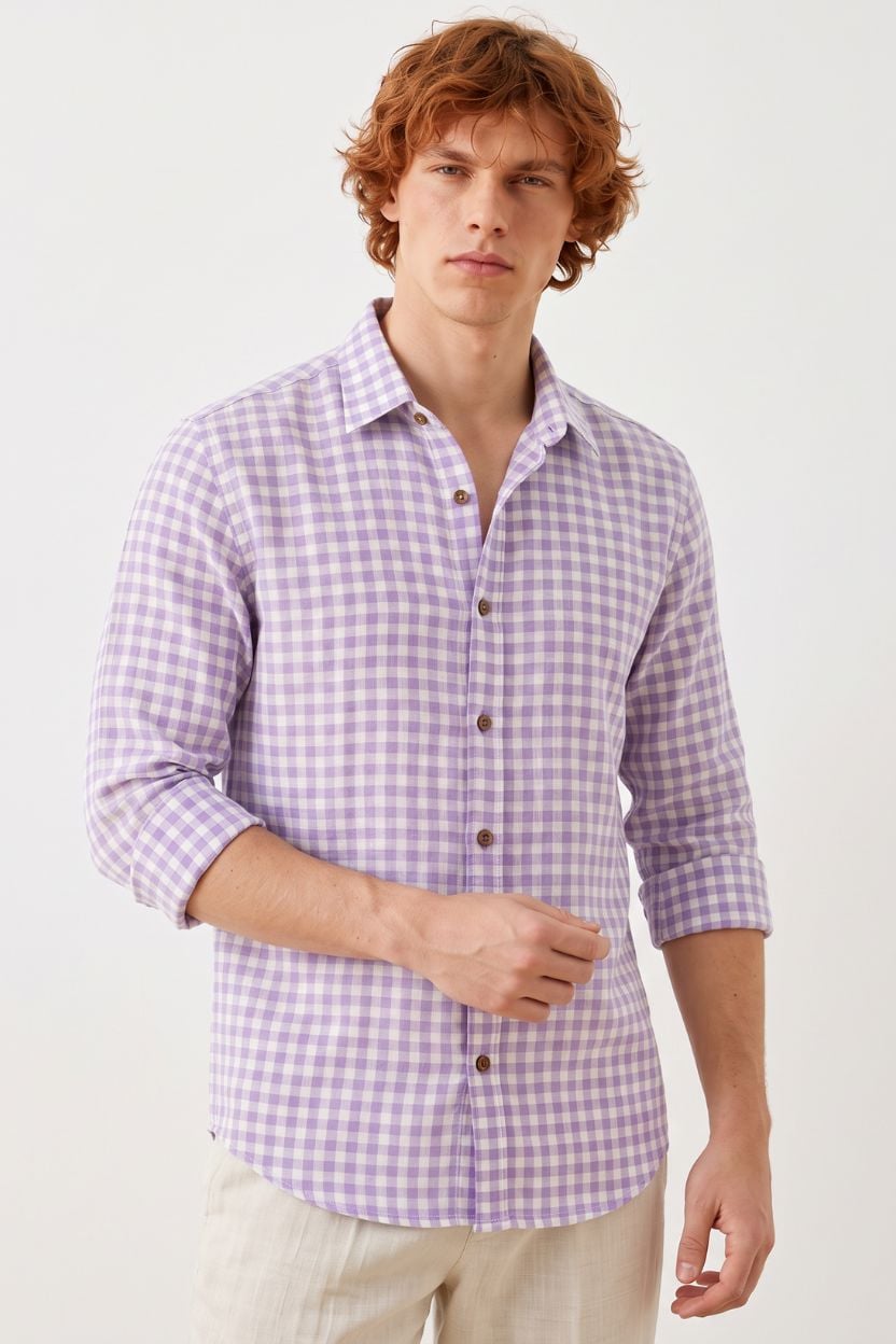 The Lavender Haze Gingham Khadi Shirt