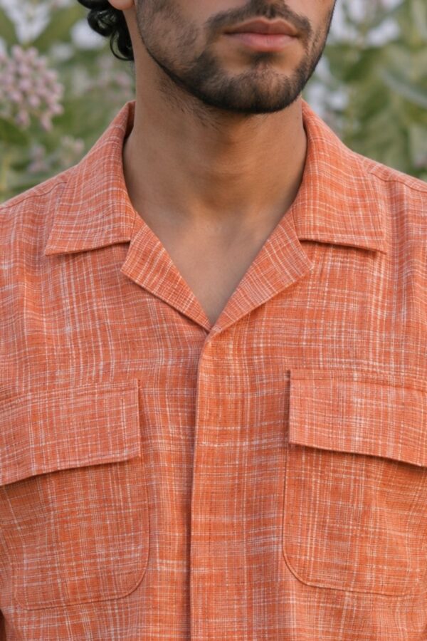 The Orange Crosshatch Handloom Cotton Shirt
