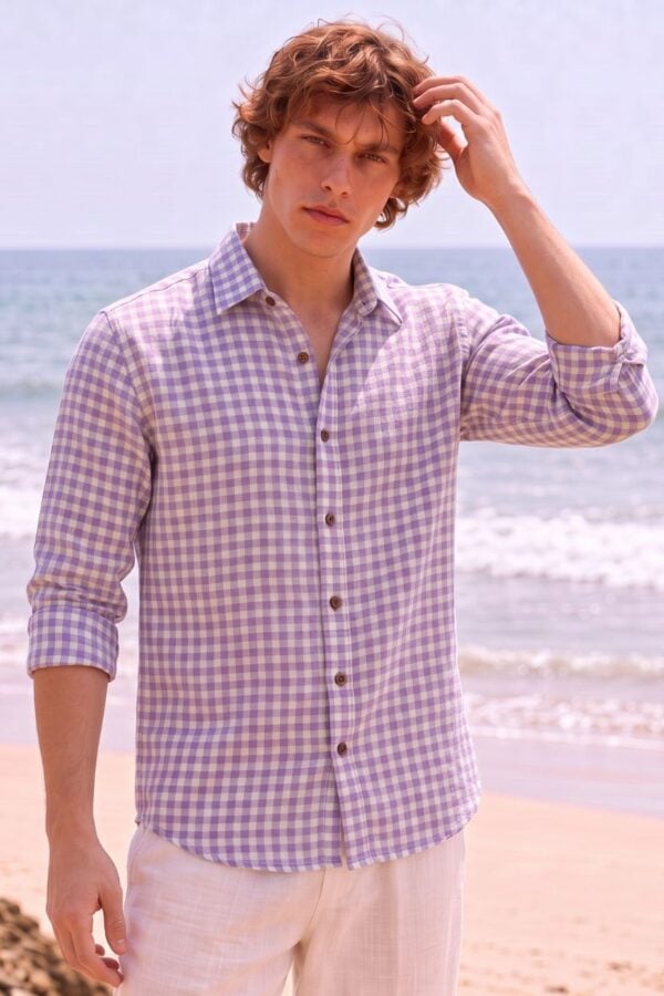 The Lavender Haze Gingham Khadi Shirt