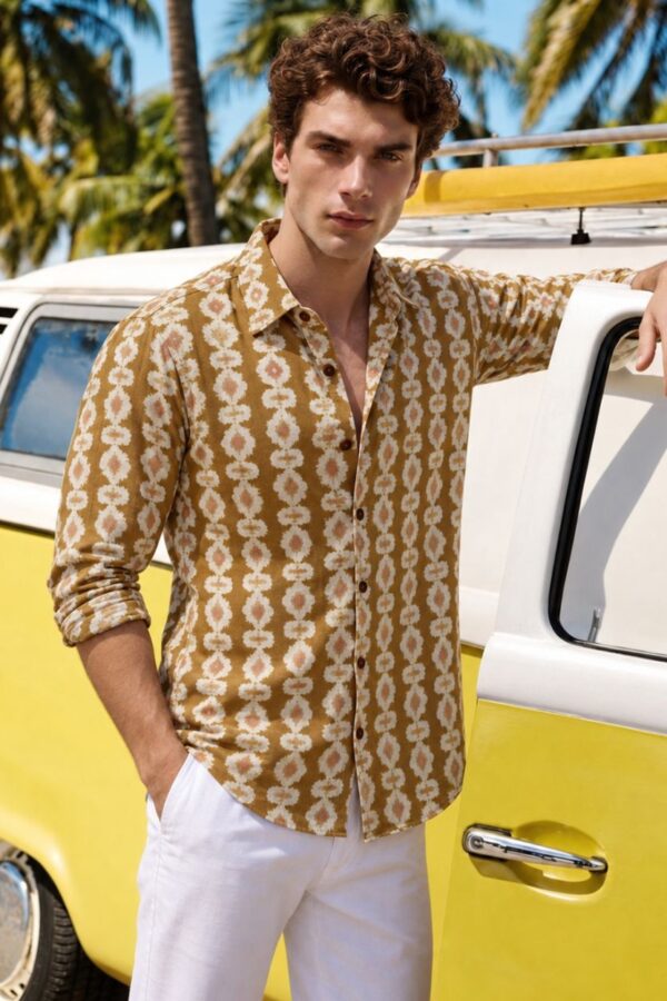 The Amber Geometric Print Cotton Shirt