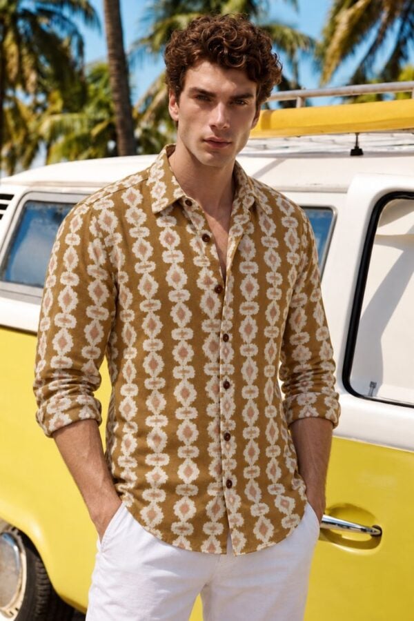 The Amber Geometric Print Cotton Shirt