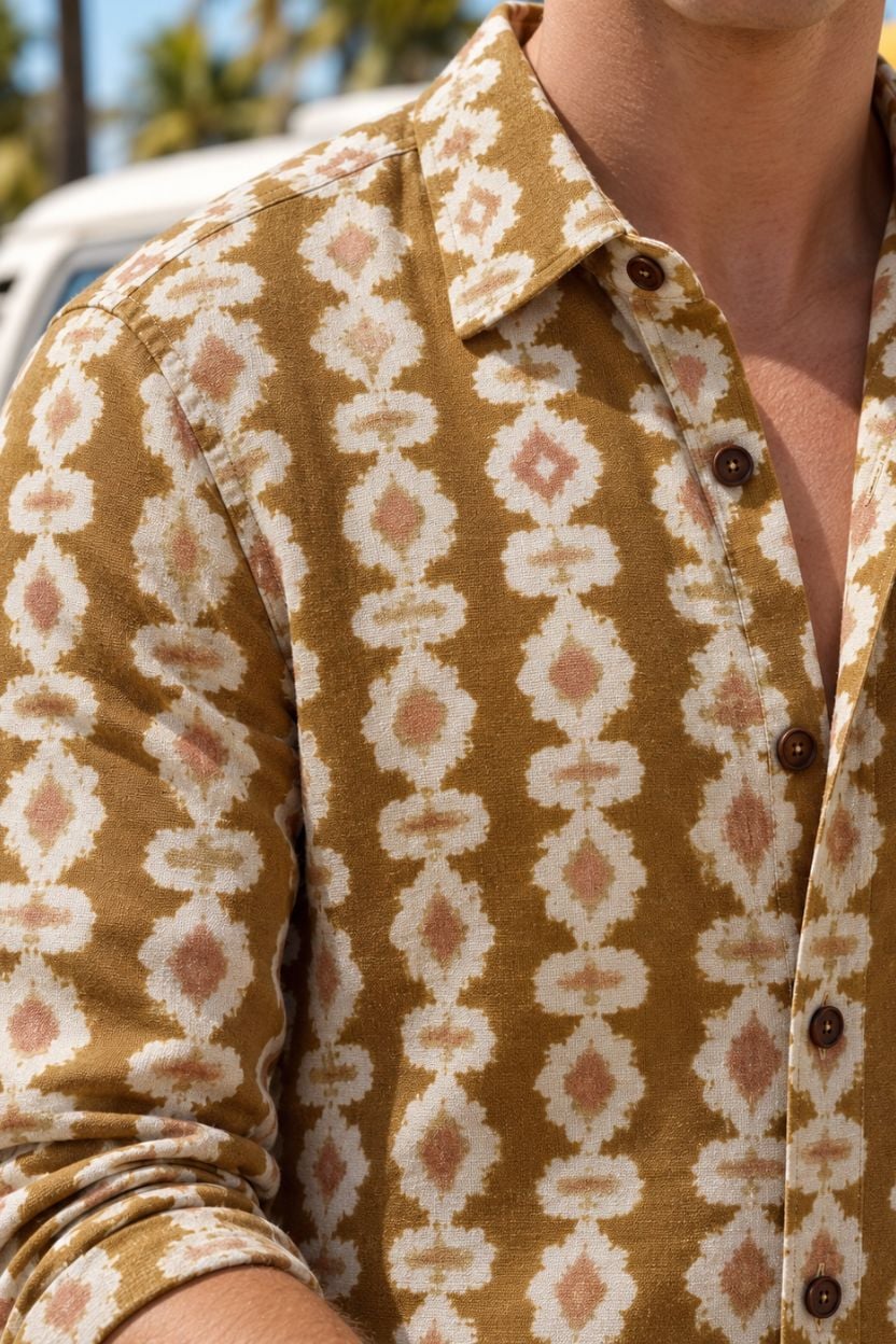 The Amber Geometric Print Cotton Shirt - Image 3