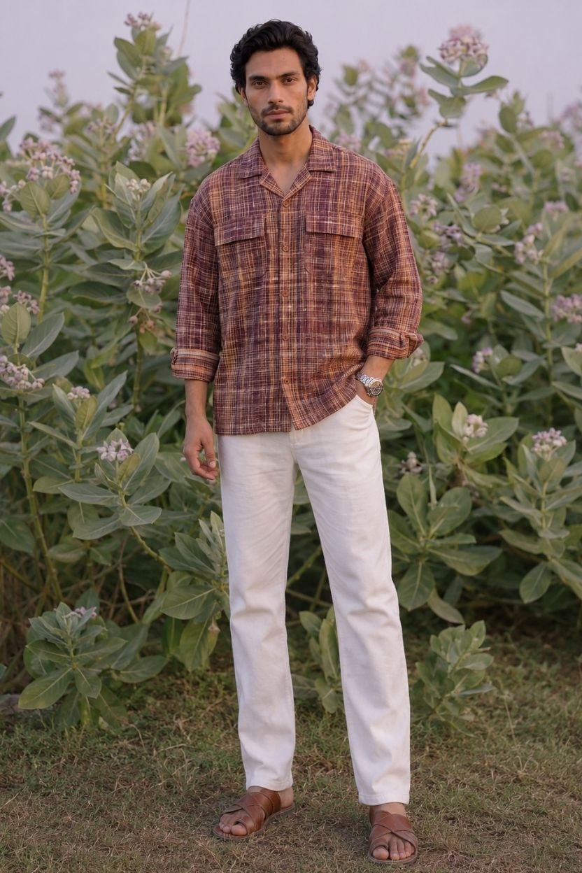 The Rustic Maroon Crosshatch Shirt - Image 4