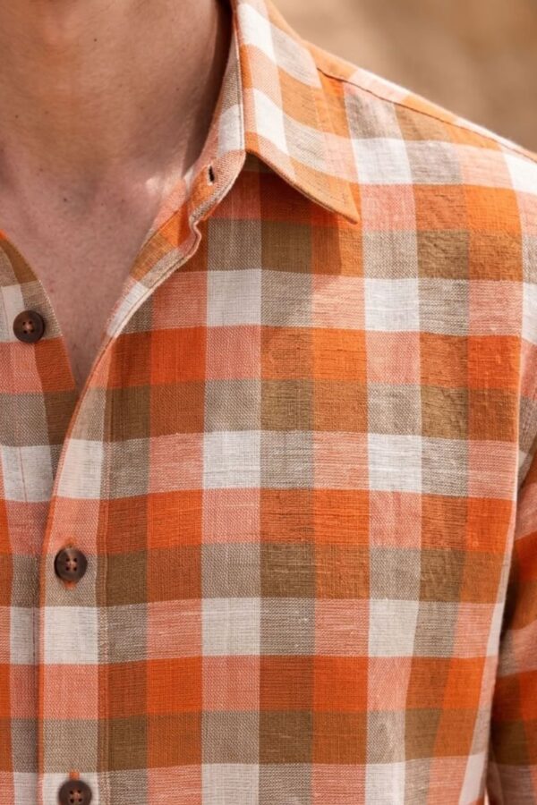 The Tangerine Gingham Khadi Shirt