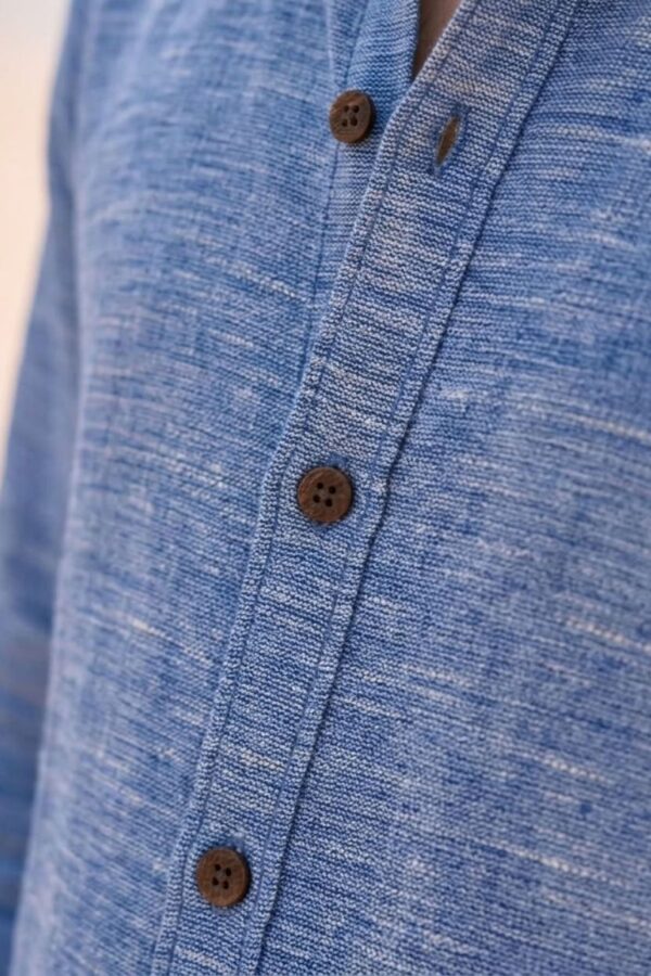 The Ocean Blue Melange Cotton Shirt