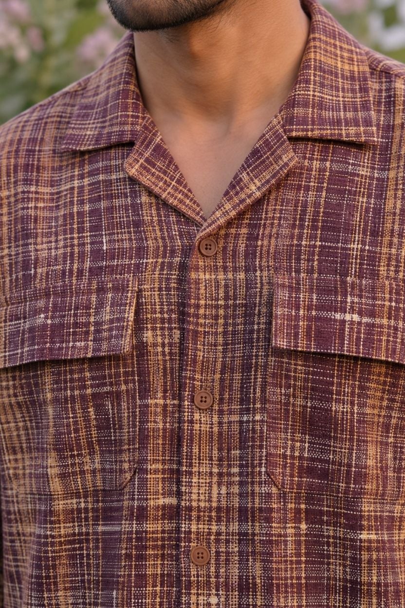 The Rustic Maroon Crosshatch Shirt - Image 5